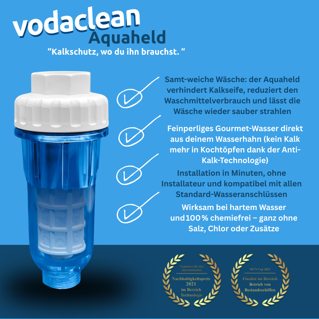 Aquaheld - Kalkschutz, wo du ihn brauchst (Ideal für die Waschmaschine oder den Küchen-Wasserhahn)