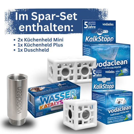Vodaclean Spar Set - Genieße köstliches Wasser und befreie Bad und Küche von lästigem Kalk